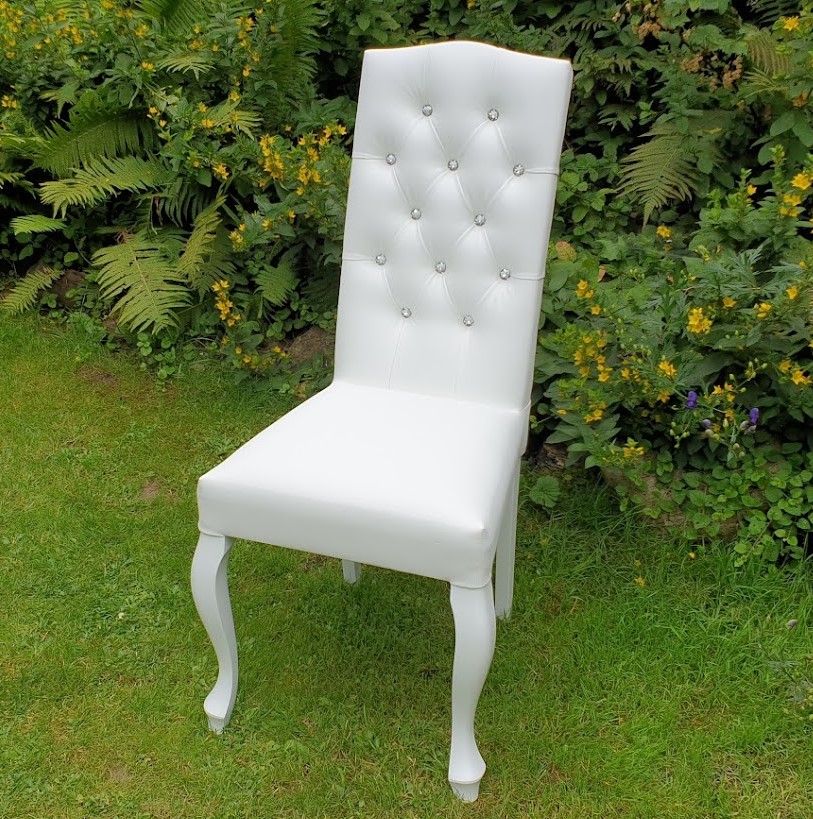 Krzesło Ludwik biały ekoskóra