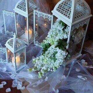 lampiony białe stalowe zestaw 3szt